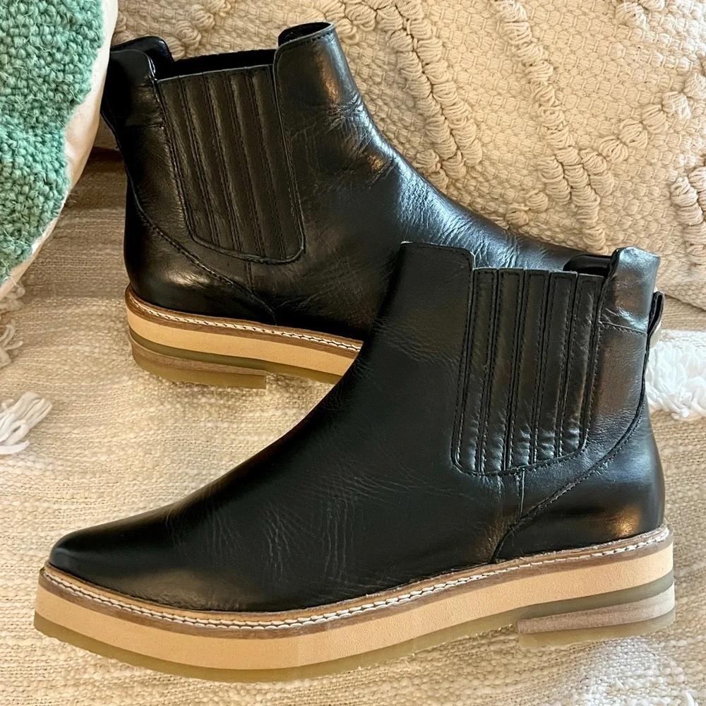 Roolee Prince Black Leather Pointy Toe Booties Boots 40 - Picture 4 of 16